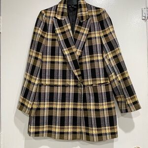 Zara Plaid Women's Jacket - Black, White, Yellow, size S